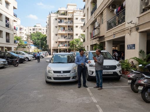 Indian apartment society residential building parking double parking resolution
